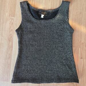 Vintage 90s Y2K Basement USA Women Gold Lurex Tank Top L Fairy Grunge Whimsigoth